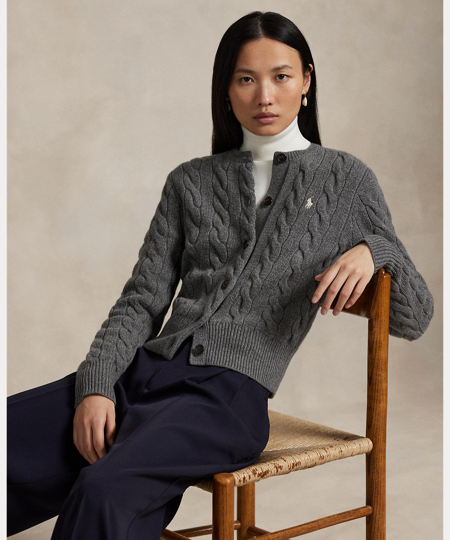 ポロ ラルフ ローレン POLO RALPH LAUREN ケーブルニット ウールカシミヤ カーディガン （020グレー） 020グレー