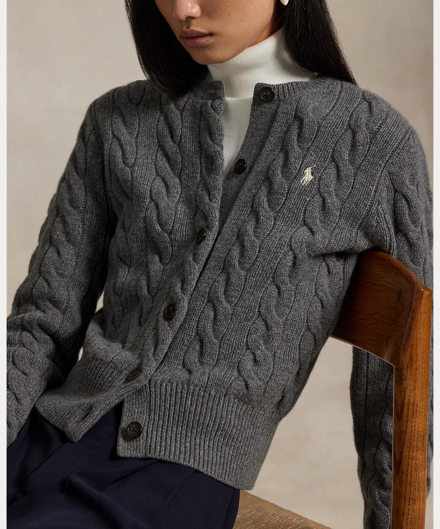 ポロ ラルフ ローレン POLO RALPH LAUREN ケーブルニット ウールカシミヤ カーディガン （020グレー） 020グレー