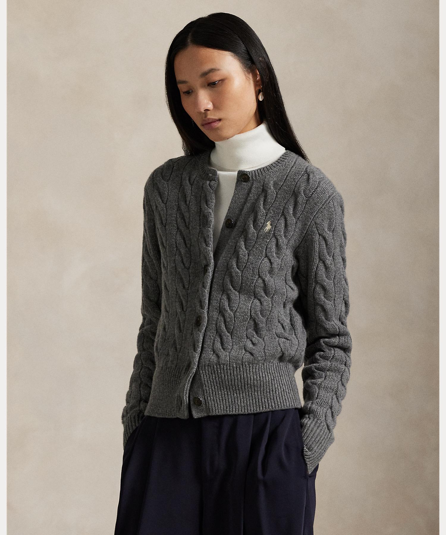 ポロ ラルフ ローレン POLO RALPH LAUREN ケーブルニット ウールカシミヤ カーディガン （020グレー） 020グレー