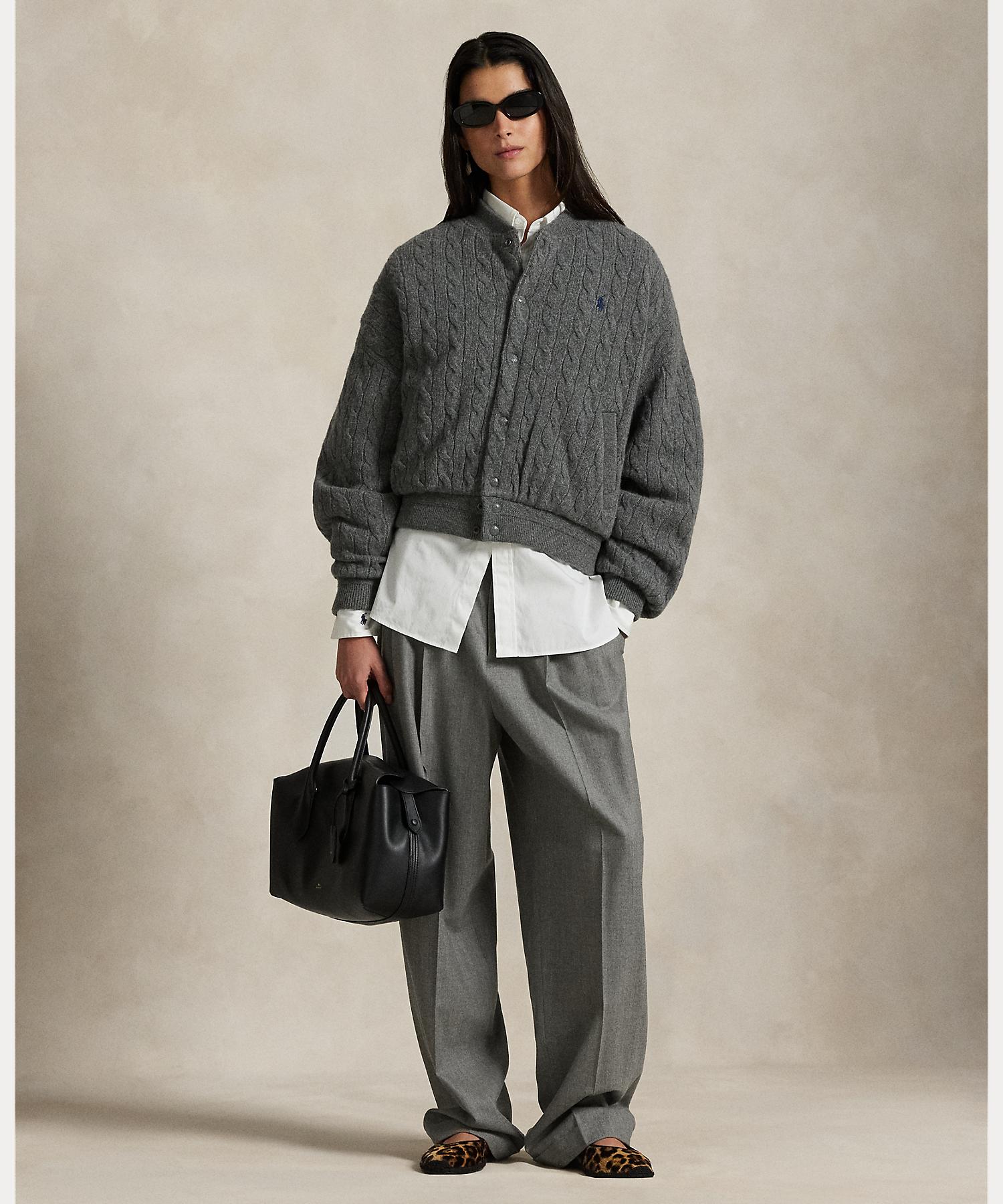 ポロ ラルフ ローレン POLO RALPH LAUREN ケーブルニット ウールカシミヤ ボンバー ジャケット （020グレー） 020グレー