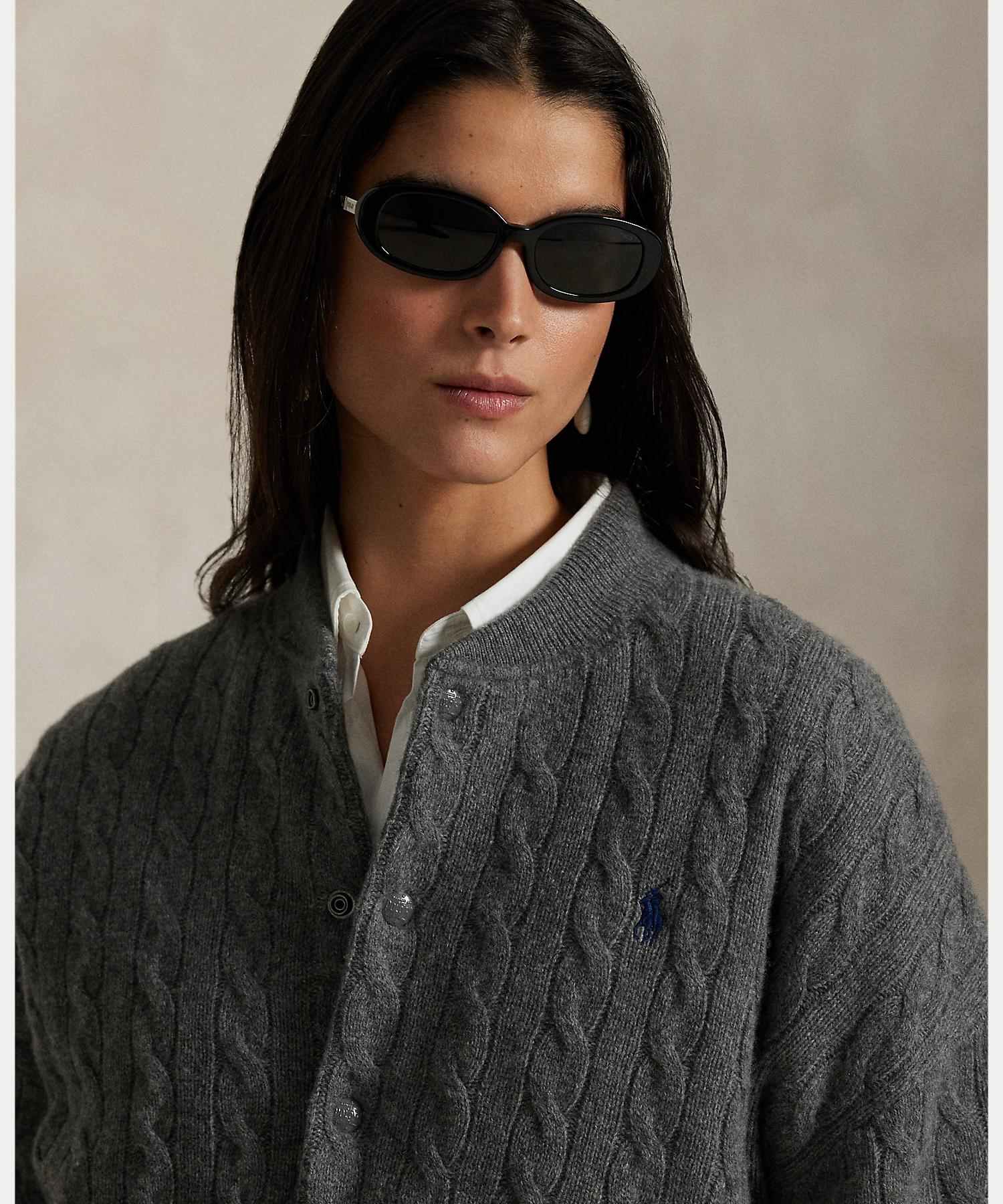 ポロ ラルフ ローレン POLO RALPH LAUREN ケーブルニット ウールカシミヤ ボンバー ジャケット （020グレー） 020グレー