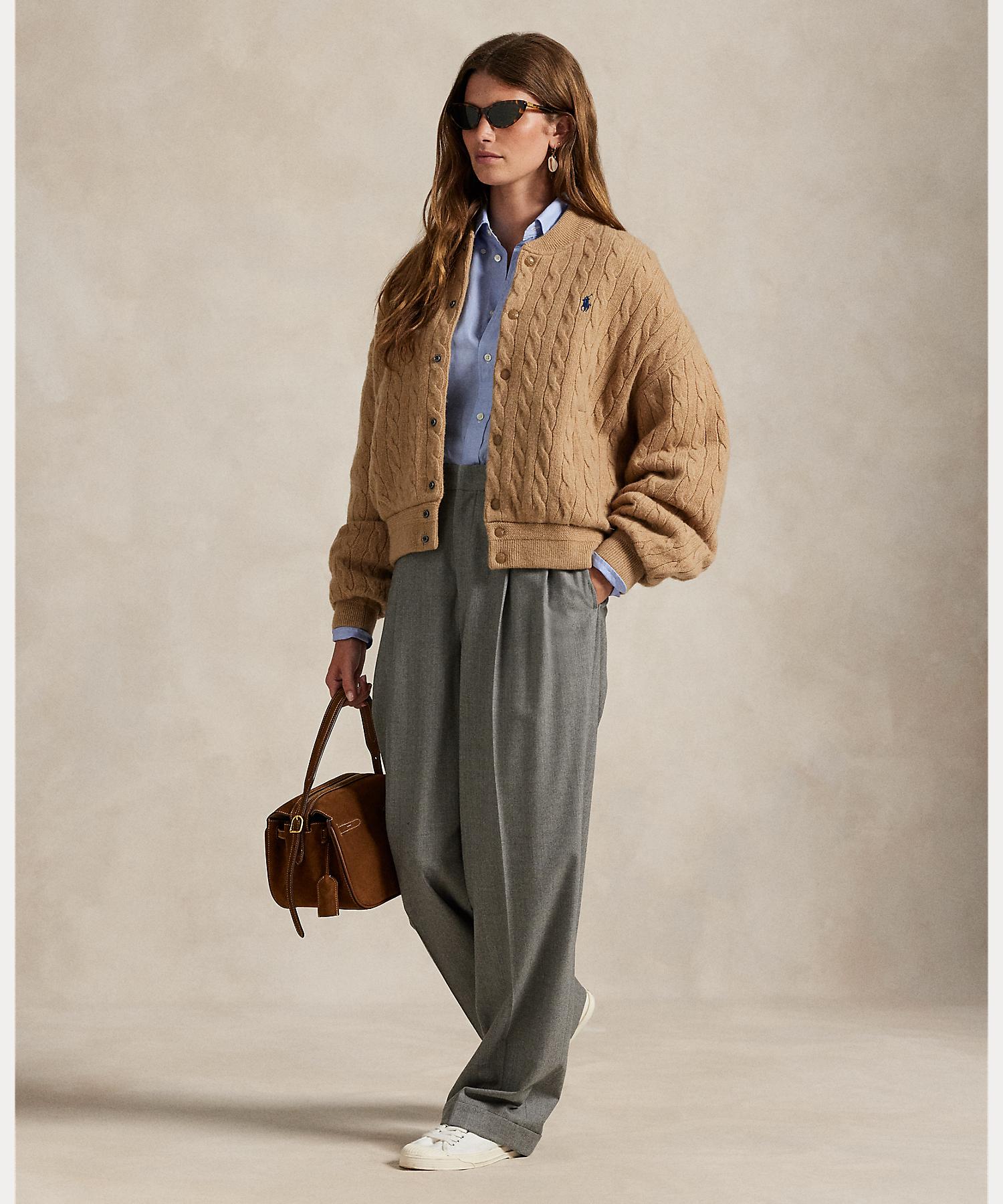 ポロ ラルフ ローレン POLO RALPH LAUREN ケーブルニット ウールカシミヤ ボンバー ジャケット （260ブラウン） 260ブラウン