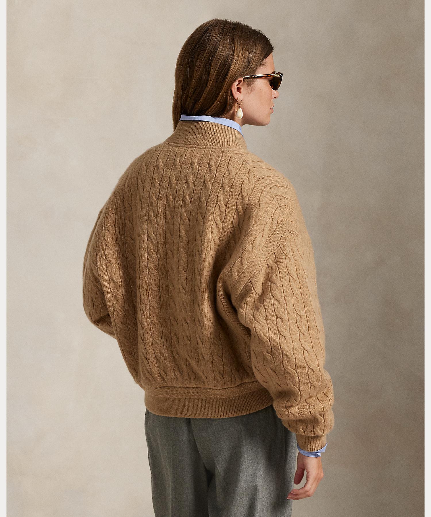 ポロ ラルフ ローレン POLO RALPH LAUREN ケーブルニット ウールカシミヤ ボンバー ジャケット （260ブラウン） 260ブラウン