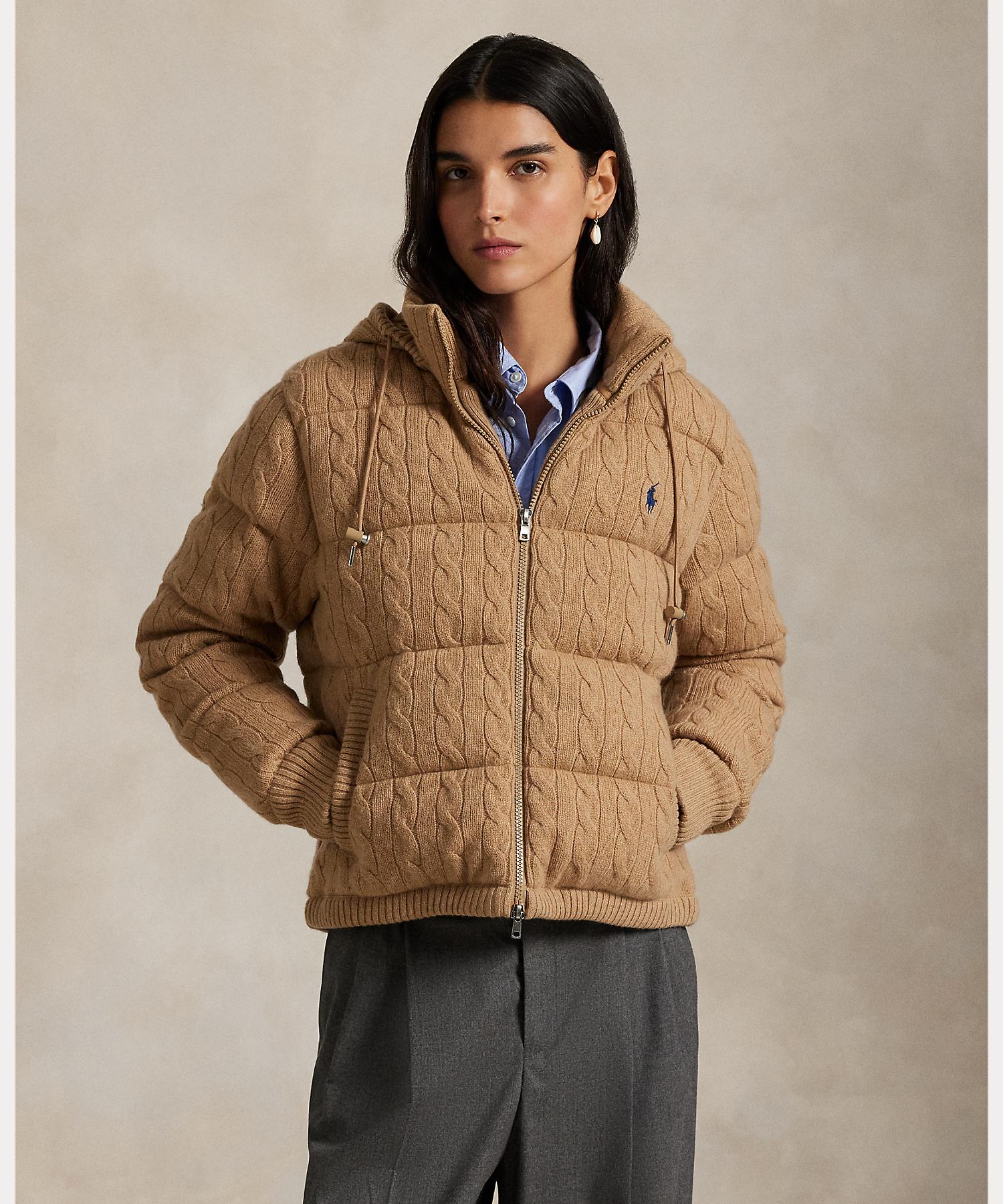 ポロ ラルフ ローレン POLO RALPH LAUREN ケーブルニット ウールカシミヤ キルテッド ジャケット （260ブラウン） 260ブラウン