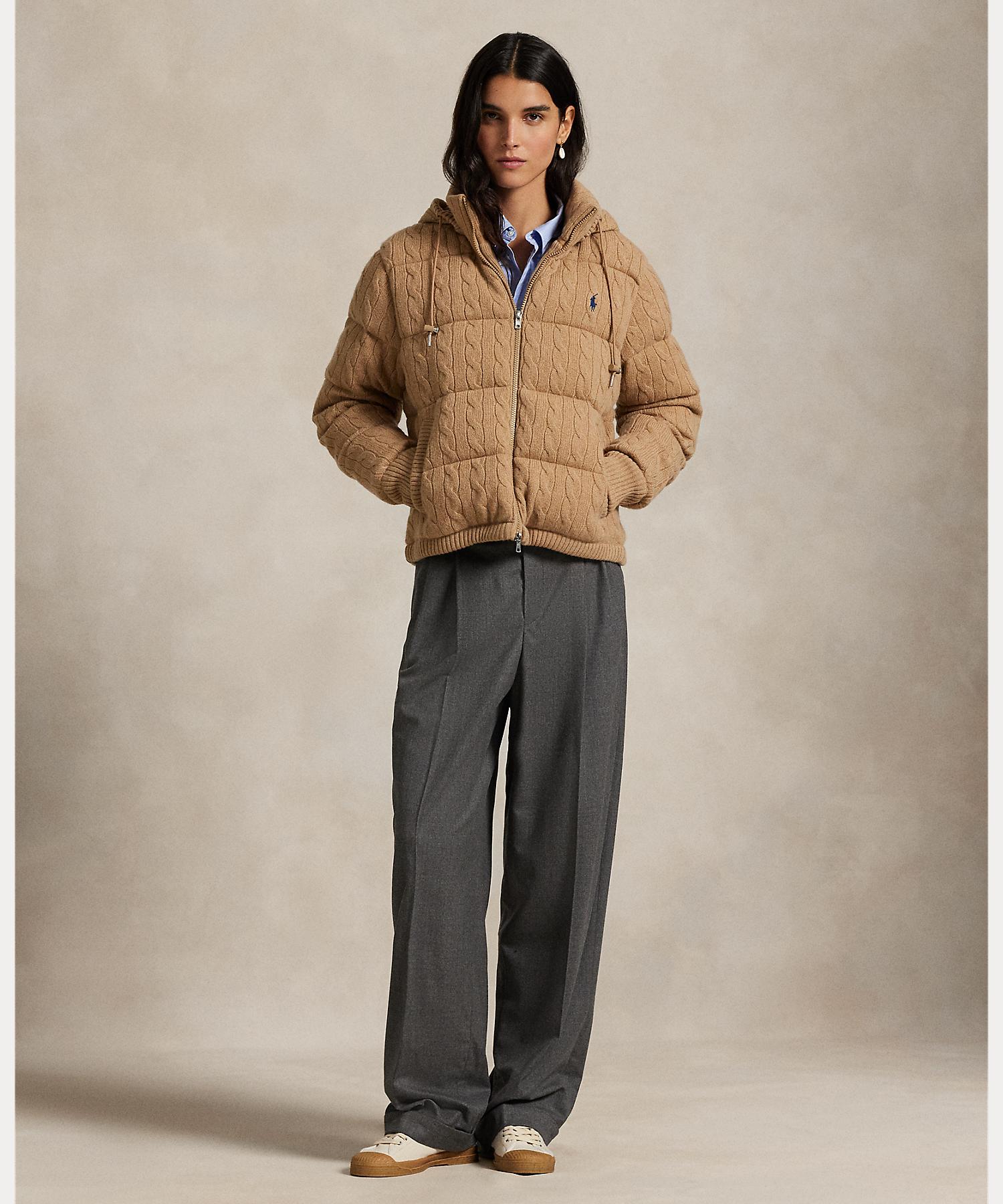 ポロ ラルフ ローレン POLO RALPH LAUREN ケーブルニット ウールカシミヤ キルテッド ジャケット （260ブラウン） 260ブラウン