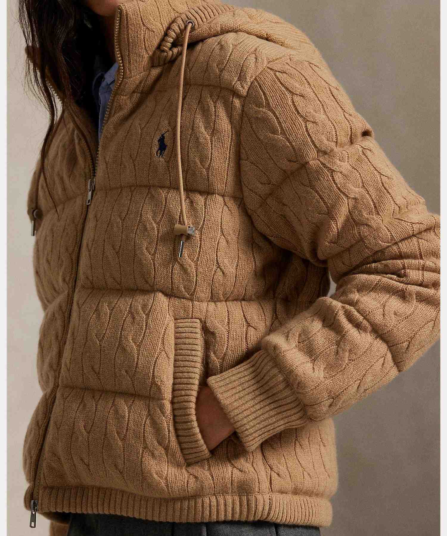 ポロ ラルフ ローレン POLO RALPH LAUREN ケーブルニット ウールカシミヤ キルテッド ジャケット （260ブラウン） 260ブラウン