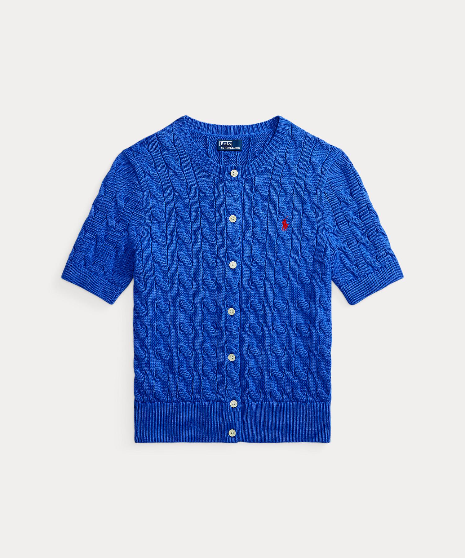 ポロ ラルフ ローレン POLO RALPH LAUREN ケーブルニット コットン ショートスリーブ カーディガン （400ブルー） 400ブルー