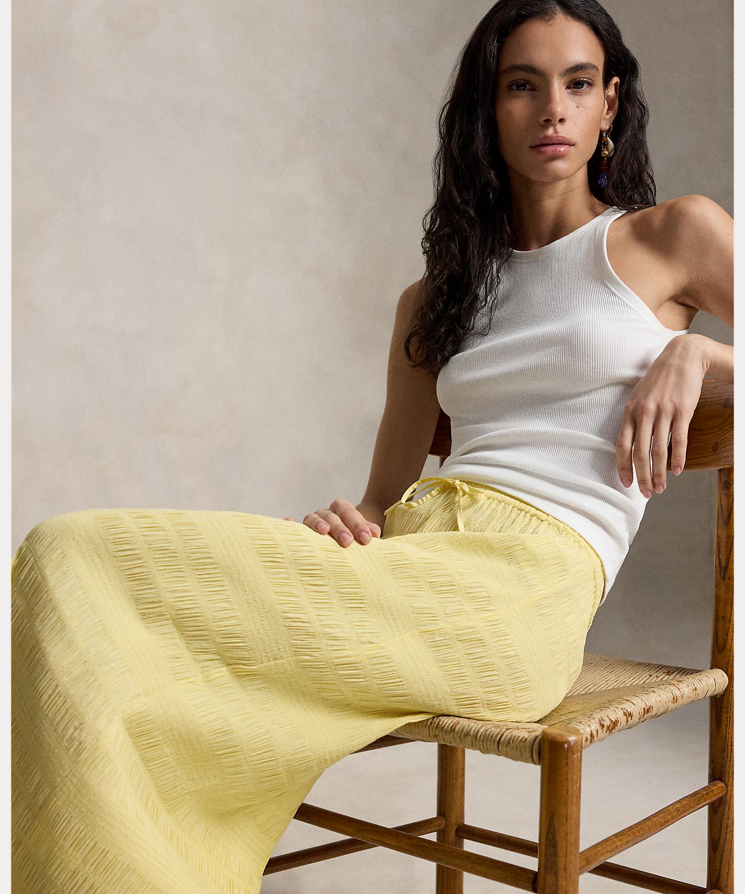 ポロ ラルフ ローレン POLO RALPH LAUREN シアサッカー ドローストリング スカート （700イエロー） 700イエロー