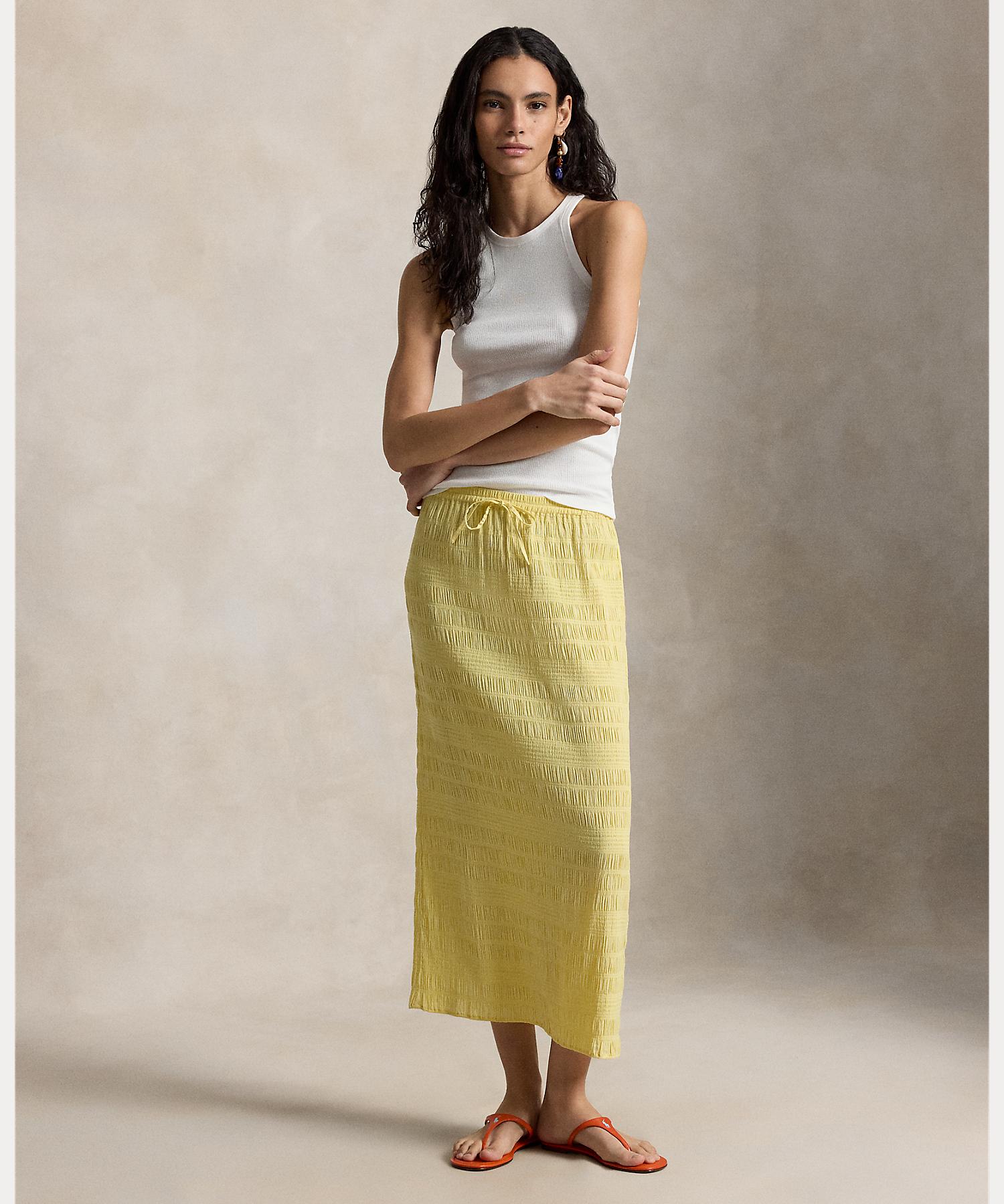 ポロ ラルフ ローレン POLO RALPH LAUREN シアサッカー ドローストリング スカート （700イエロー） 700イエロー