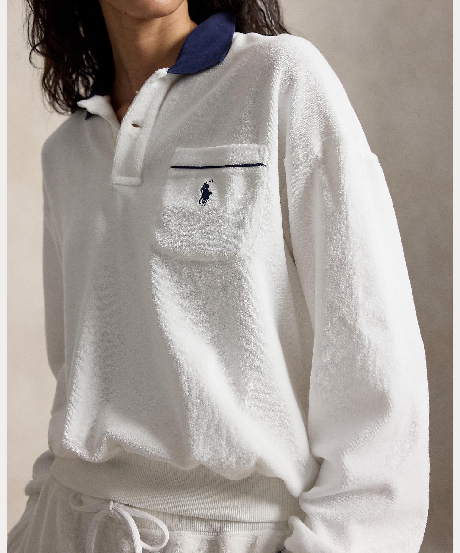 ポロ ラルフ ローレン POLO RALPH LAUREN テリー ロングスリーブ ポロシャツ （100ホワイト） 100ホワイト