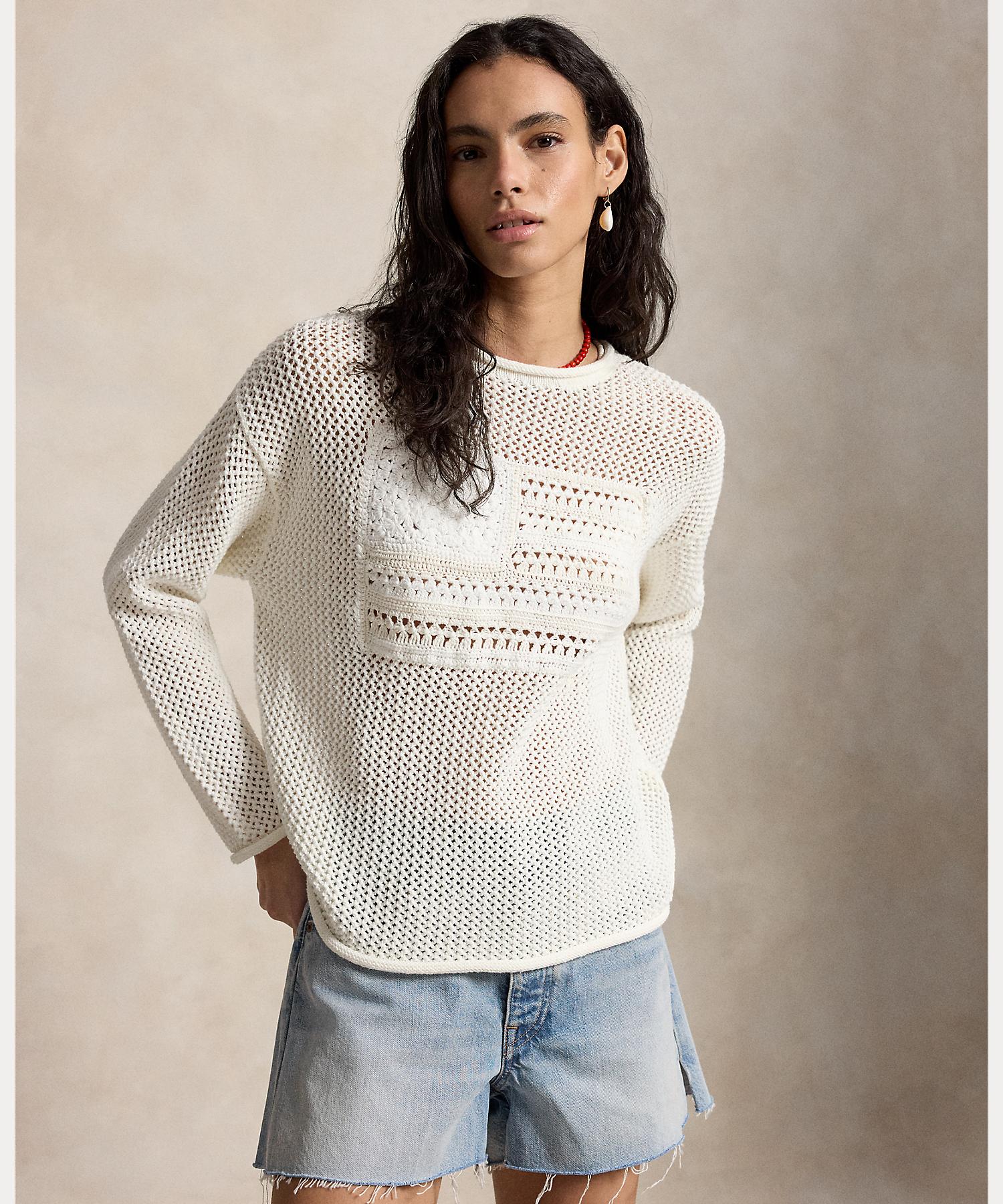 ポロ ラルフ ローレン POLO RALPH LAUREN トーナル フラッグ ポインテール セーター （100ホワイト） 100ホワイト