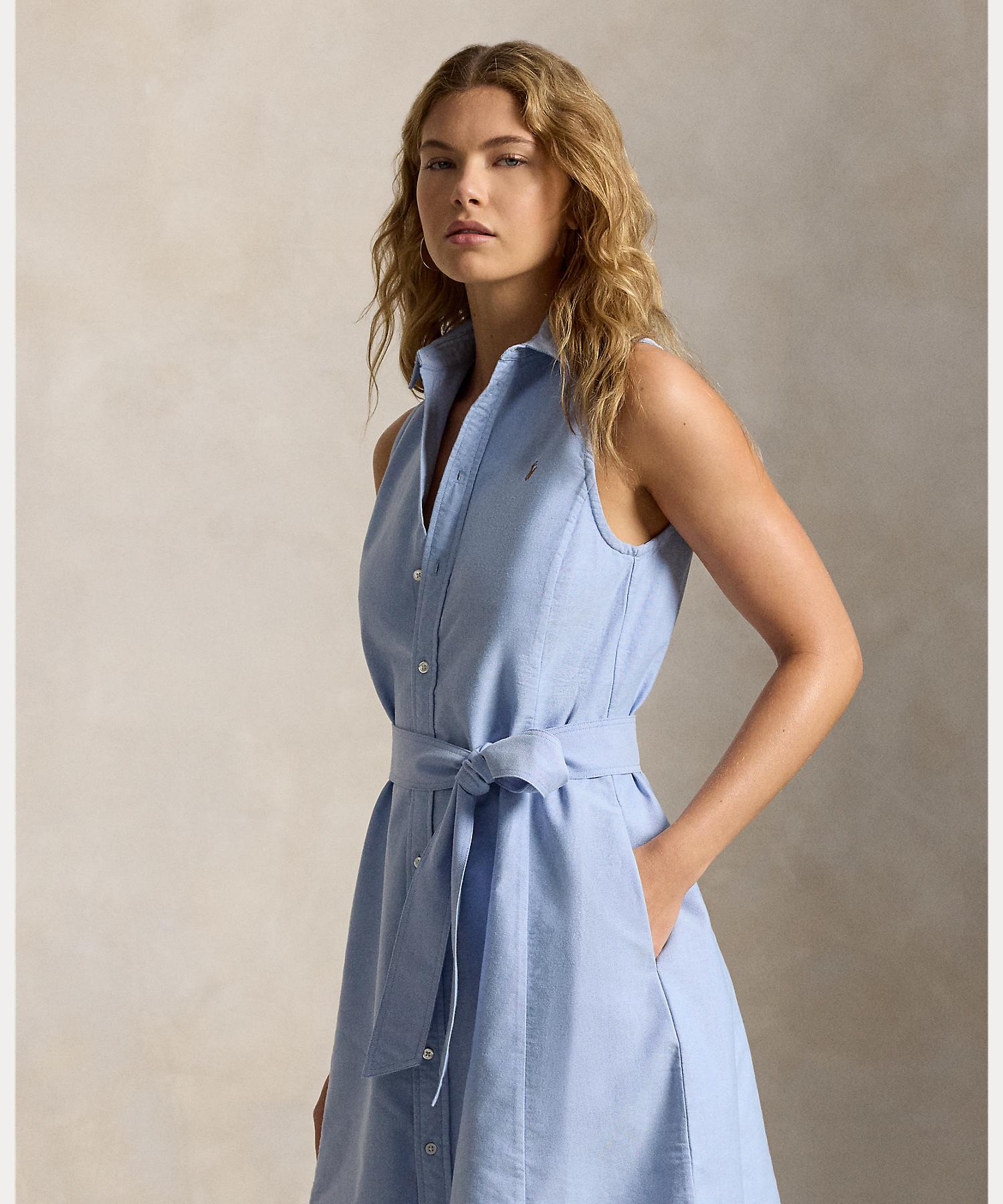 ポロ ラルフ ローレン POLO RALPH LAUREN コットン オックスフォード スリーブレス シャツドレス （400ブルー） 400ブルー