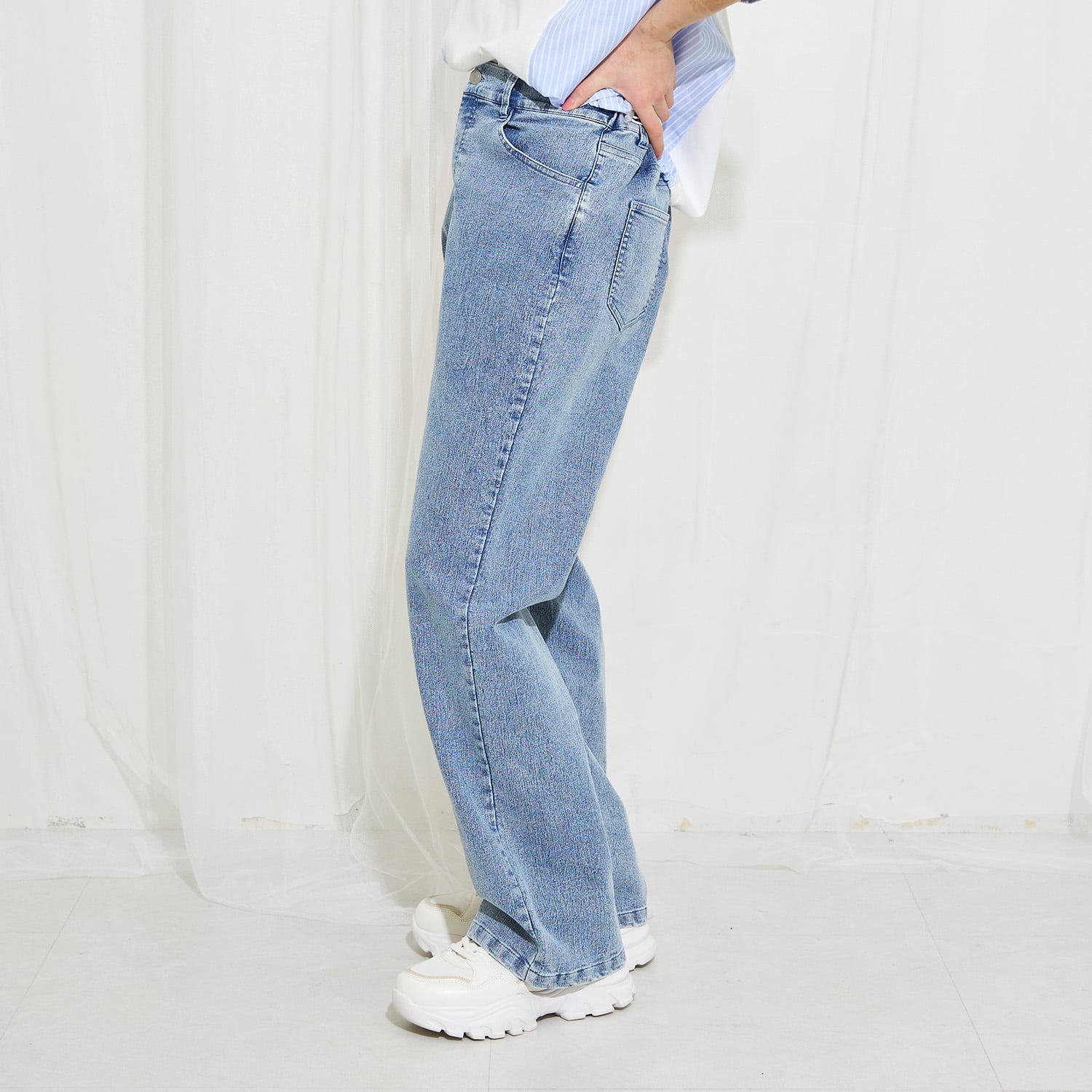 ポンポネット アミ POM PONETTE AMI 【AMI】ストレッチデニムフレアパンツ （黒） 黒