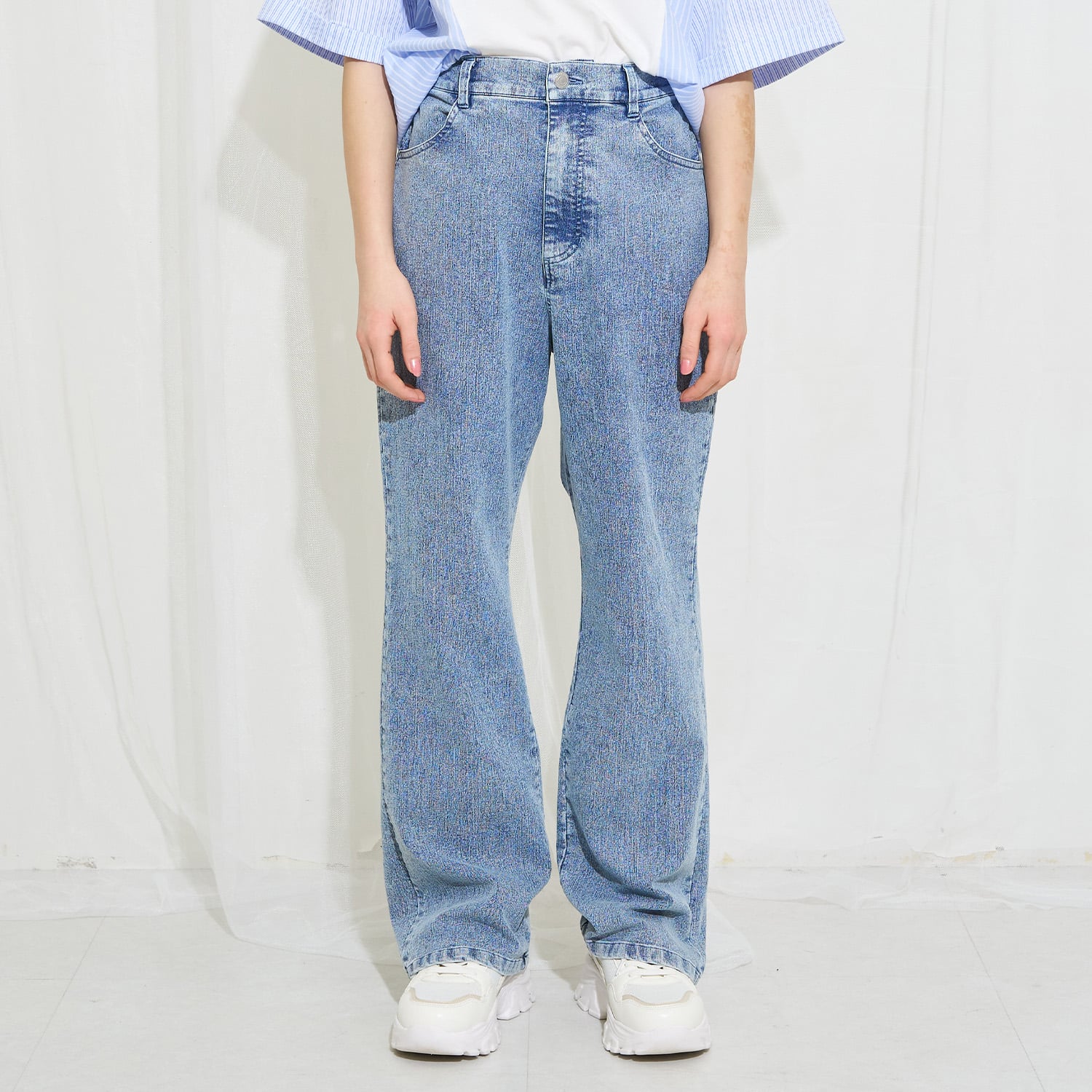 ポンポネット アミ POM PONETTE AMI 【AMI】ストレッチデニムフレアパンツ （黒） 黒