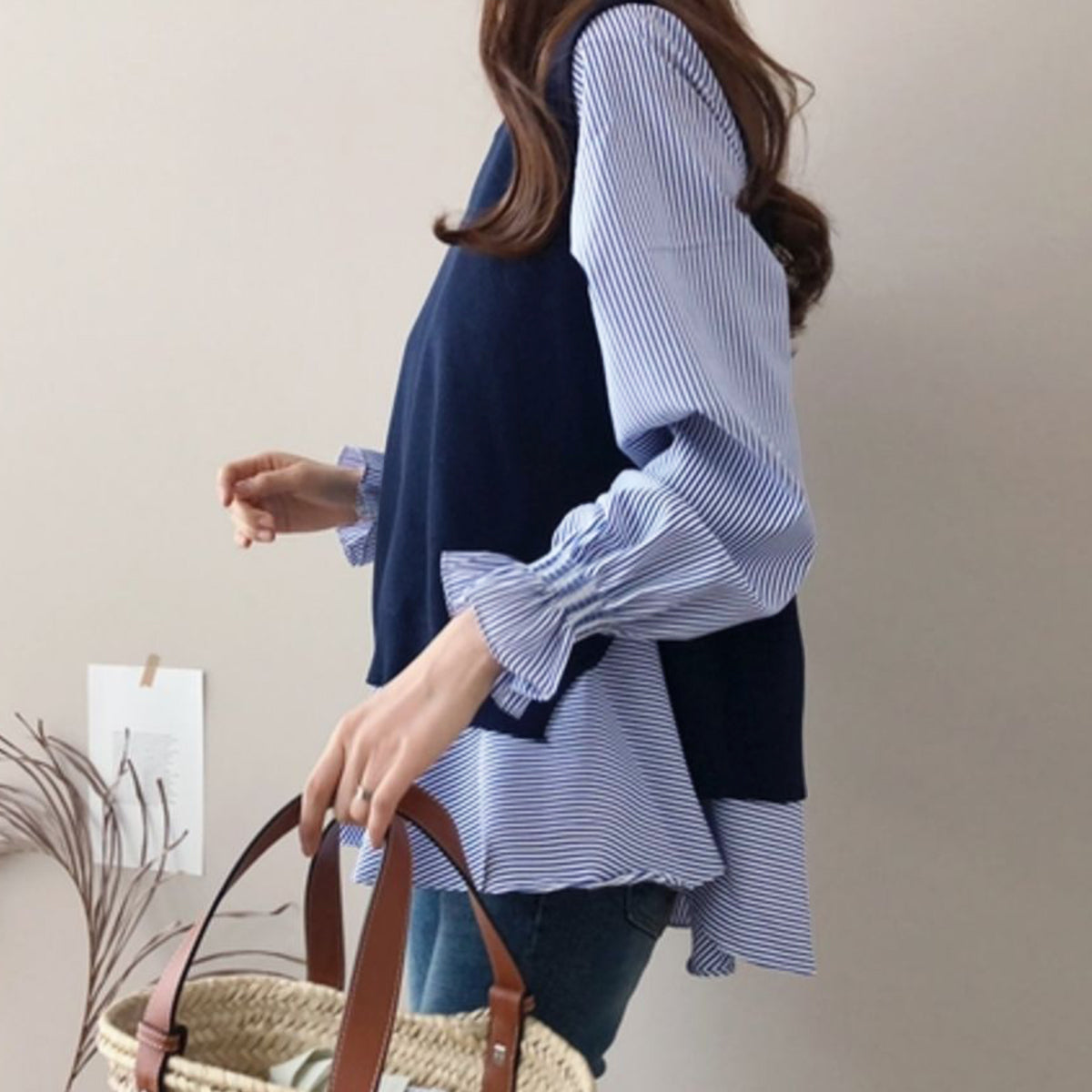 私人海灘私人海灘2件固定後衛Trit Knit最好的和糖果離開上衣