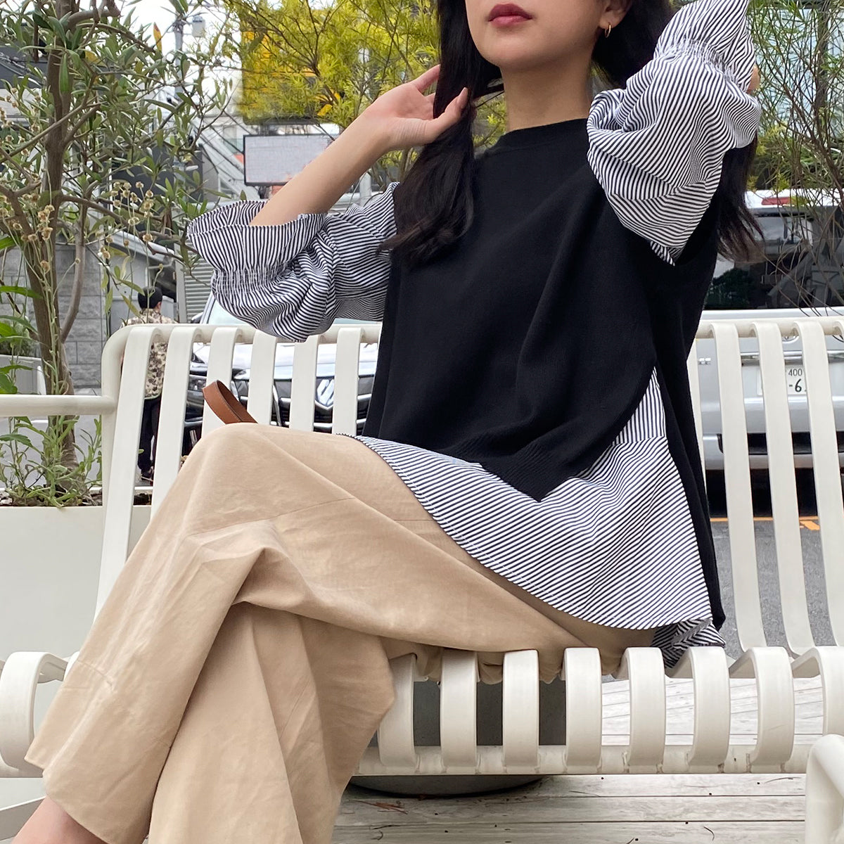 私人海灘私人海灘2件固定後衛Trit Knit最好的和糖果離開上衣