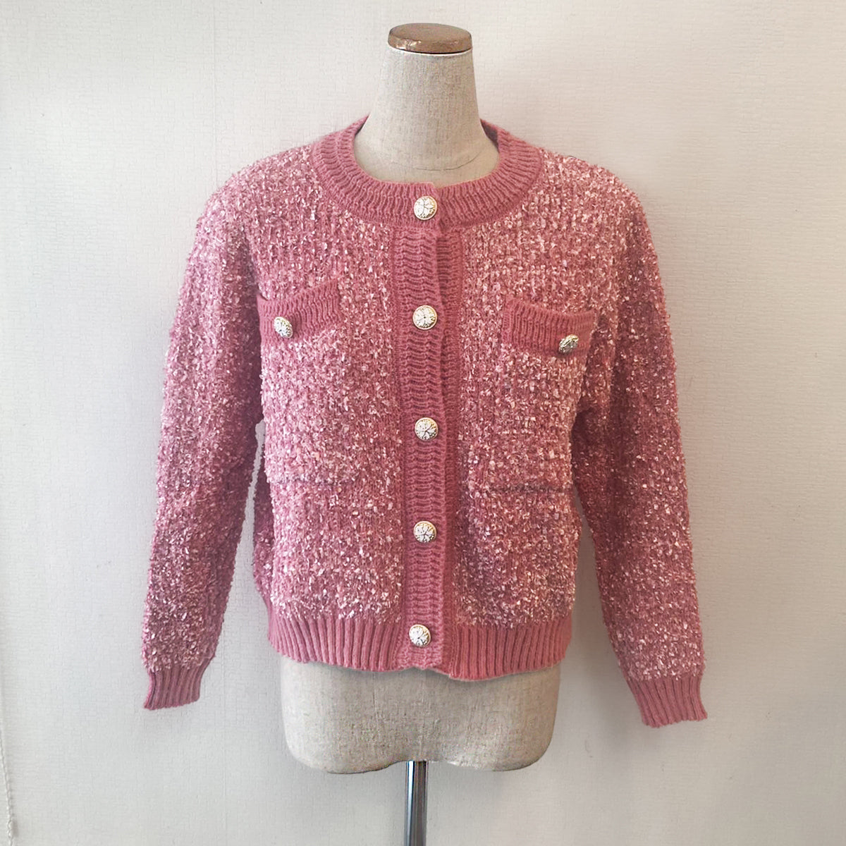 Private Beach Fancy Tweed Style Knit Cardigan