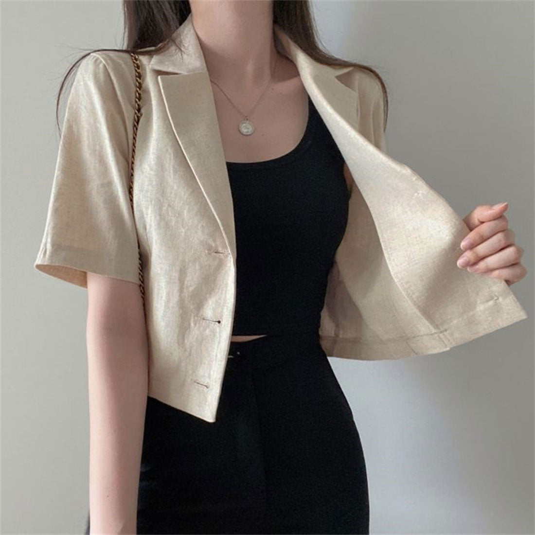 プライベートビーチ privatebeach 麻ライクショート丈テーラージャケット （ブラック） ブラック