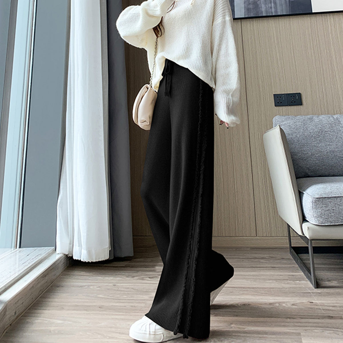 Private Beach Privatebeach Side Fringe Knit Wide Pants