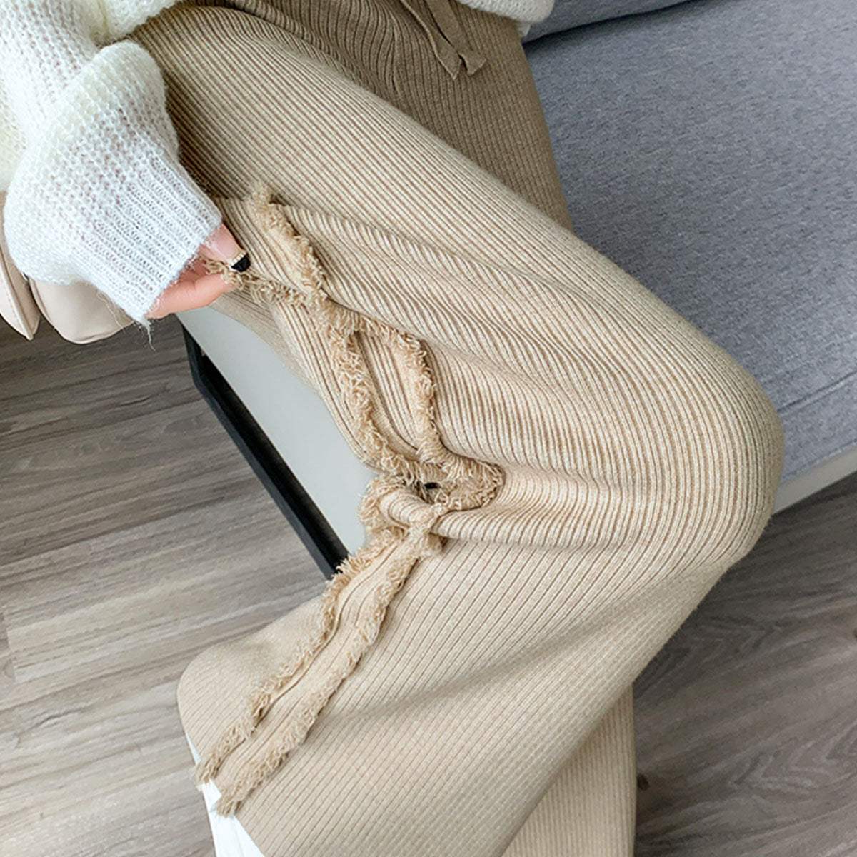Private Beach Privatebeach Side Fringe Knit Wide Pants
