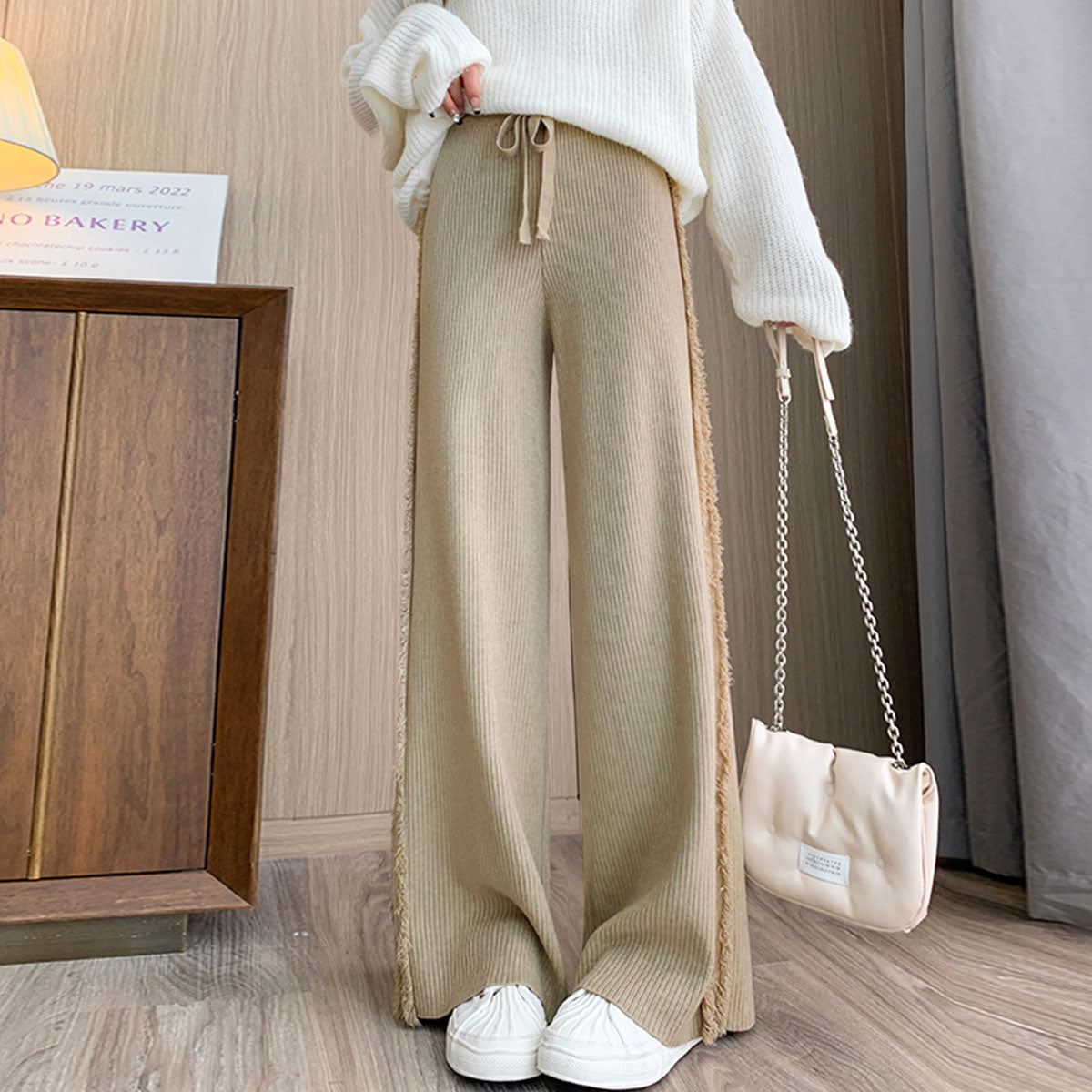 Private Beach Privatebeach Side Fringe Knit Wide Pants