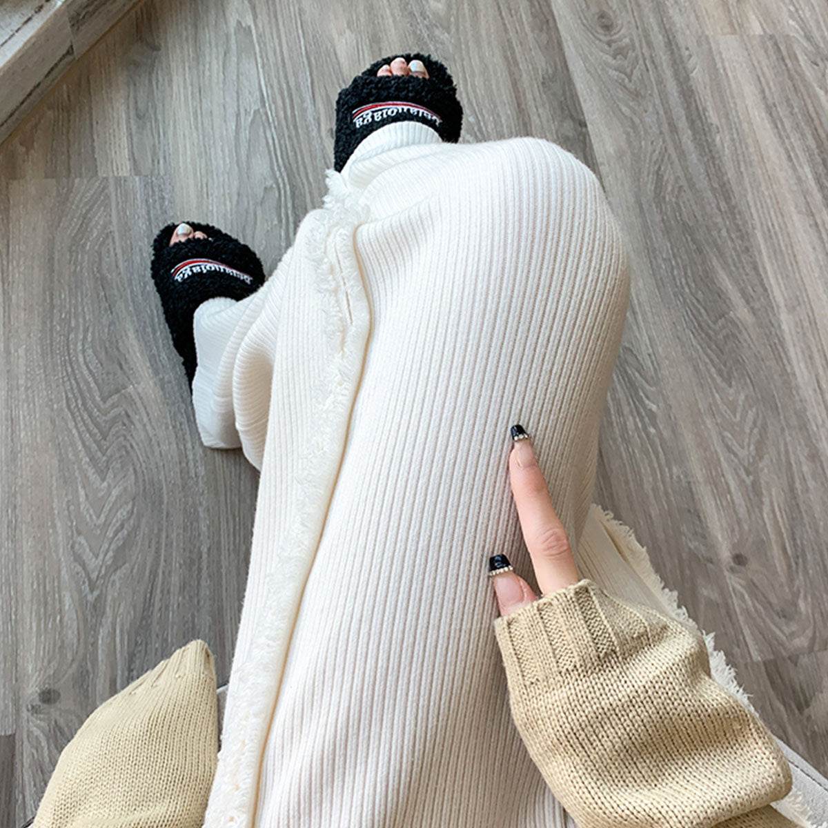 Private Beach Privatebeach Side Fringe Knit Wide Pants