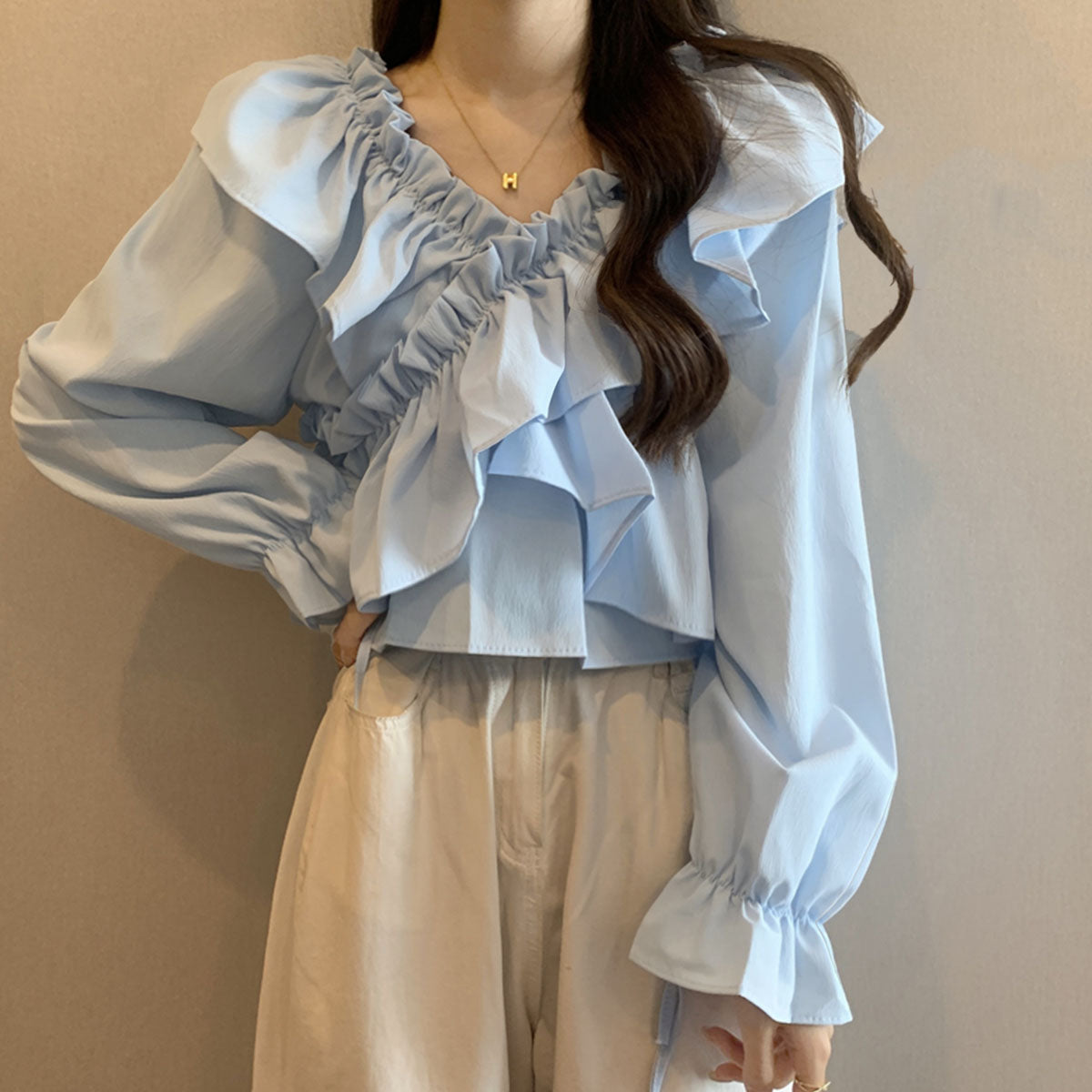私人海灘 privatebeach 蕾絲邊短版上衣
