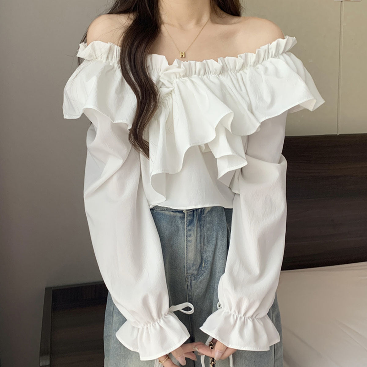 私人海灘 privatebeach 蕾絲邊短版上衣