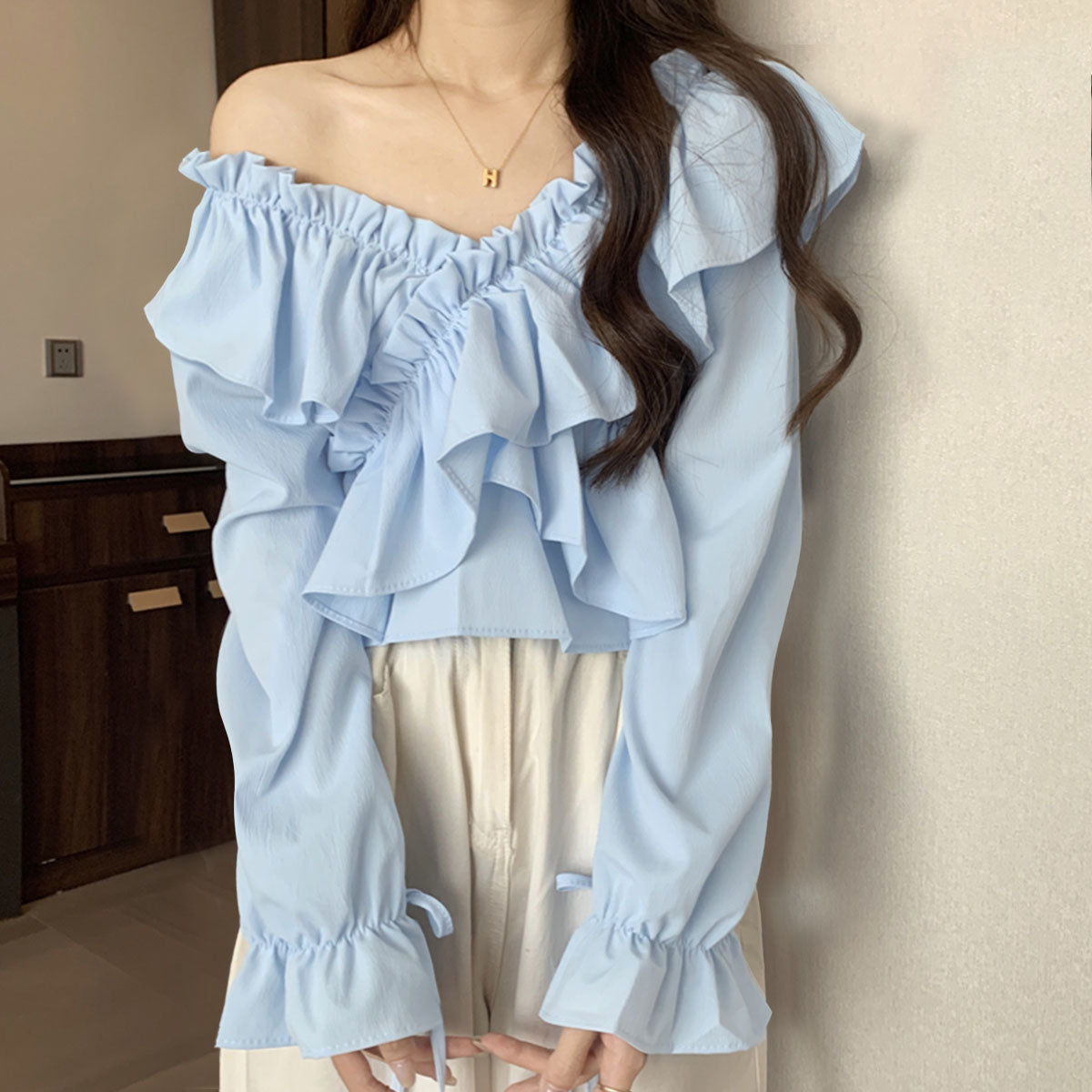 私人海灘 privatebeach 蕾絲邊短版上衣