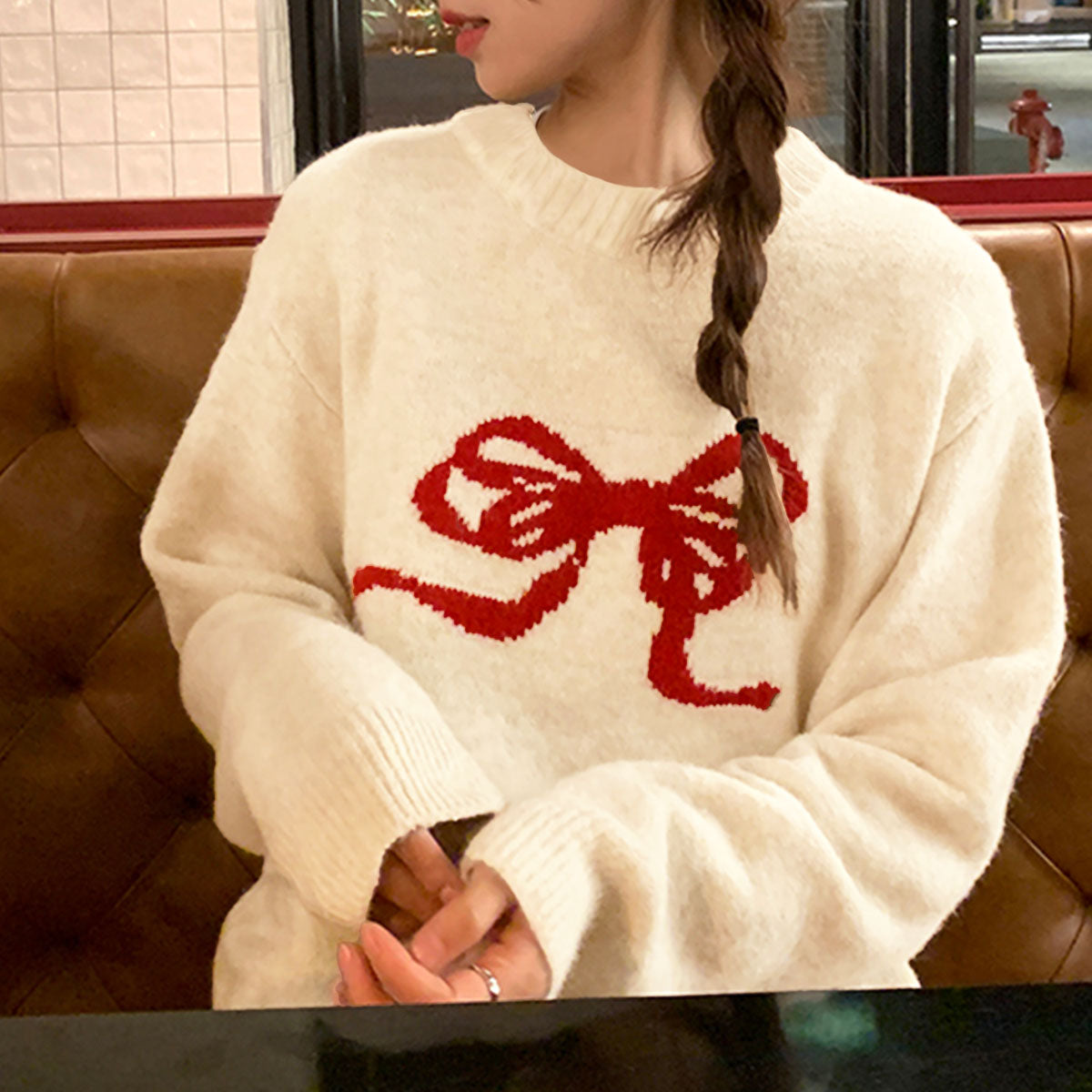 プライベートビーチ privatebeach リボン柄ニットトップス