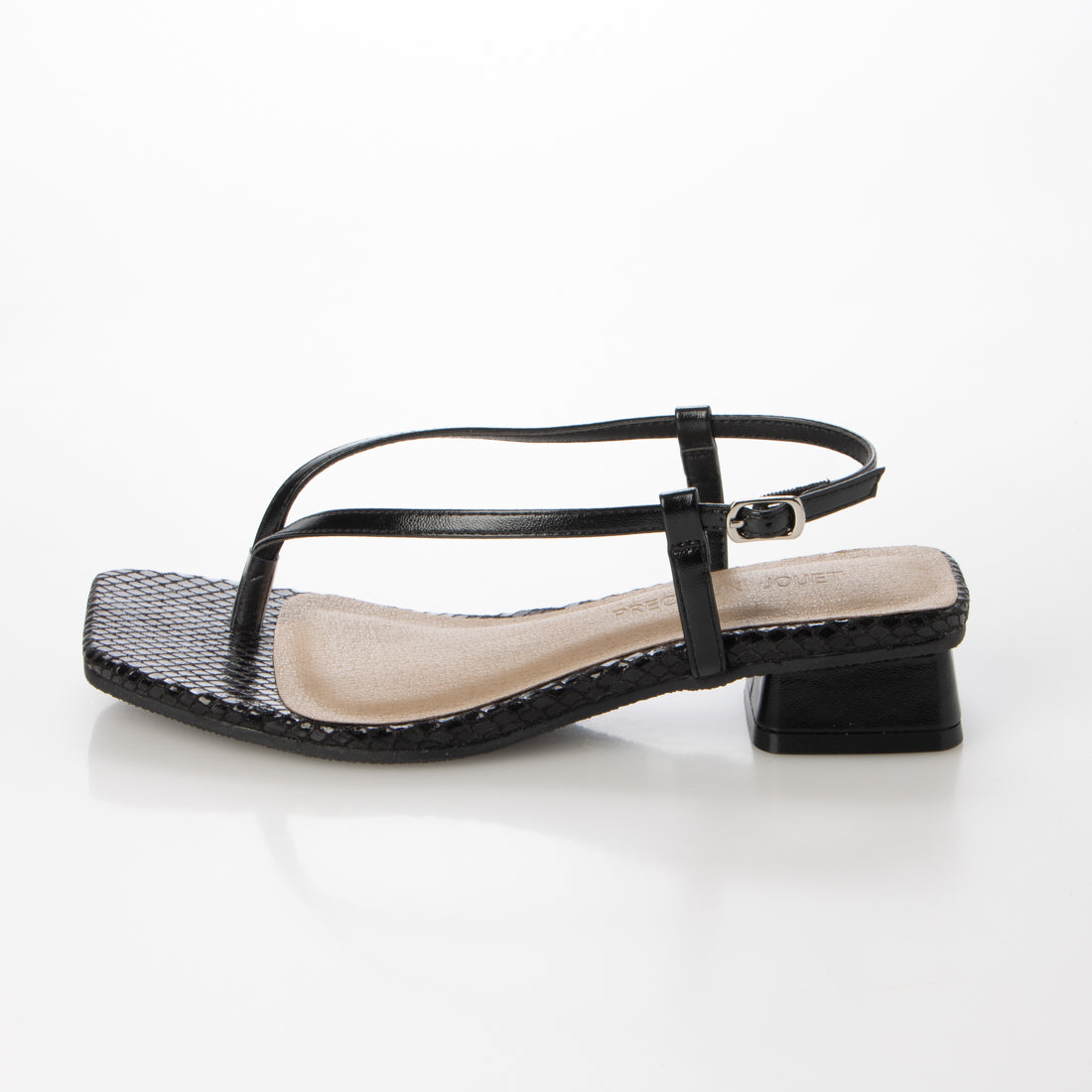PRECIEUX JOUET Square heel narrow thong sandals
