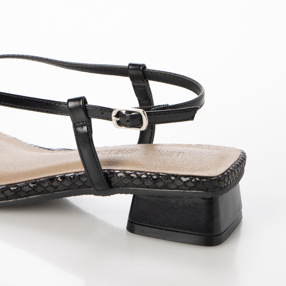 PRECIEUX JOUET Square heel narrow thong sandals