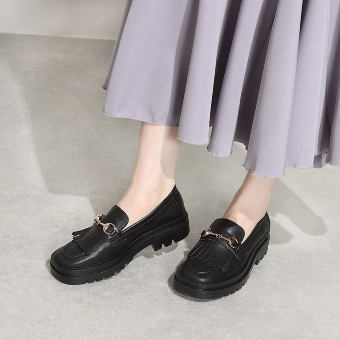 プレシュウ ジュエ PRECIEUX JOUET トラックソールキルトビットローファー