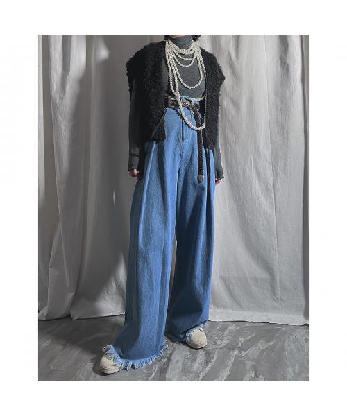 プロヴォーク PROVOKE PROVOKE ジーンズ tuck wide denim PV-050071 タック ワイド （black/ブラック） black/ブラック