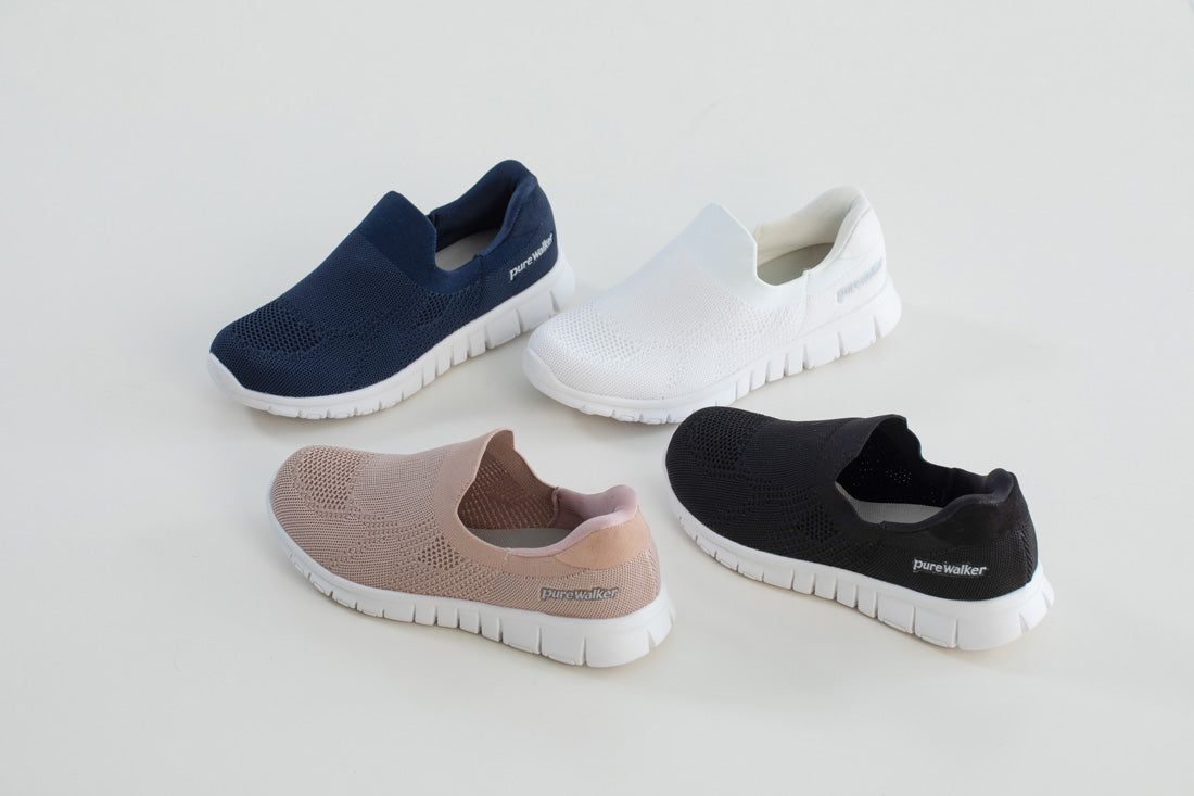 Pure Walker Ladies Sneakers BMZ Hands-Free Shoes Slide Fit PW1502 Hands-Free Slip-On