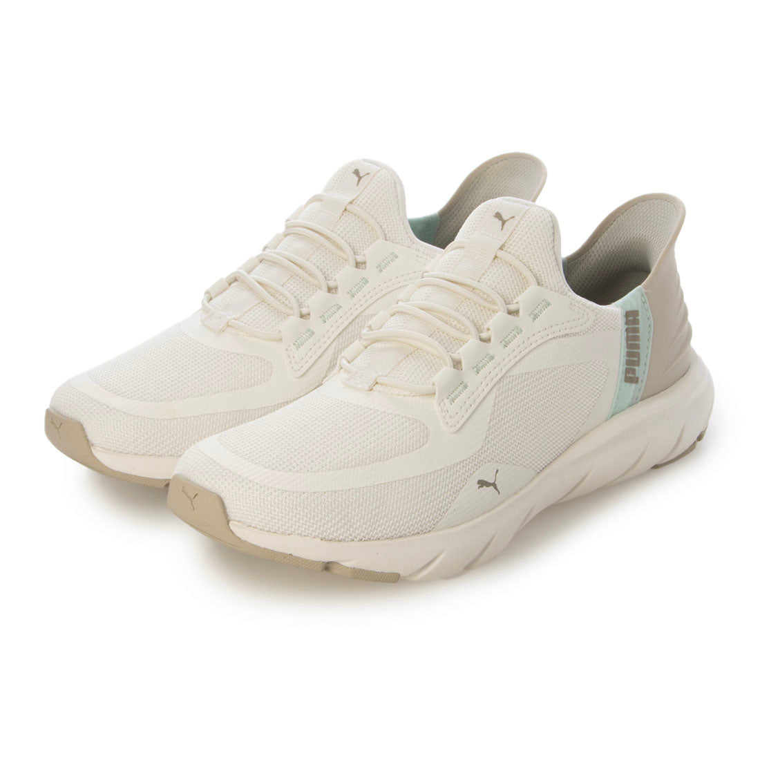 プーマ PUMA SOFTRIDE FLEX LACE EASE IN ALT WD（ソフトライドフレックスレースイーズインALTワイド）バンジーレーススニーカー 311996 （ウォームホワイト/デザートダスト） ウォームホワイト/デザートダスト