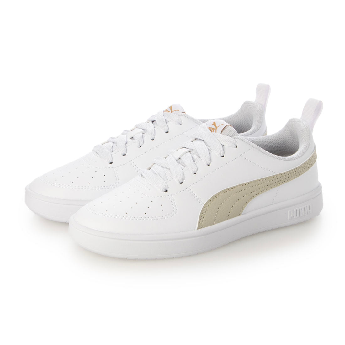 プーマ PUMA RICKIE（リッキー）コートタイプスニーカー 387607 （プーマホワイト/デザートダスト/プーマゴールド） プーマホワイト/デザートダスト/プーマゴールド
