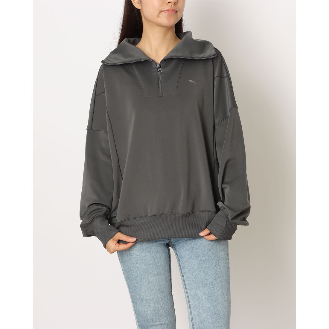 プーマ PUMA レディース トップス TRN EDGE ニット ハーフジップ 528077 （グレー） グレー