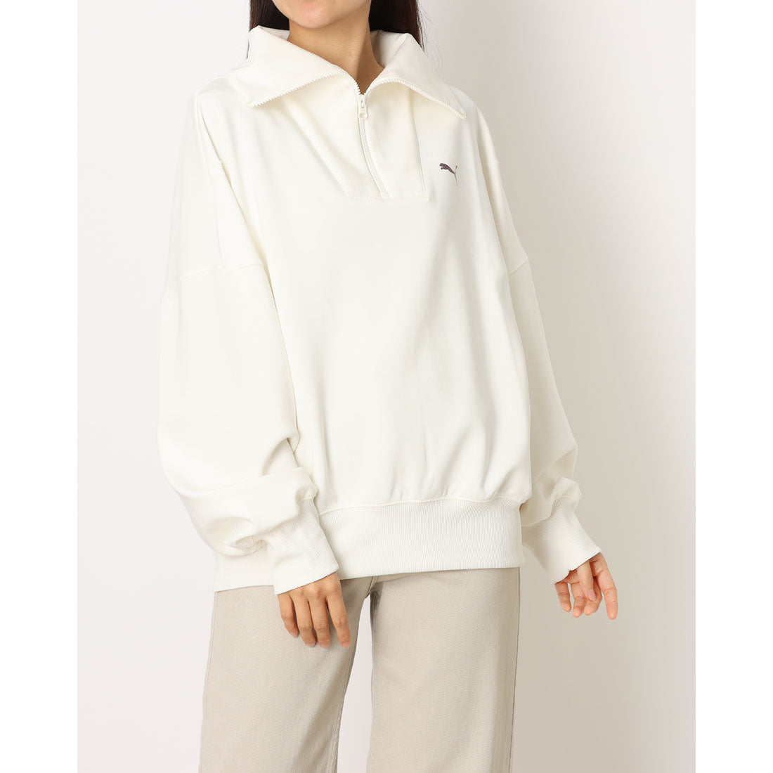 プーマ PUMA レディース トップス TRN EDGE ニット ハーフジップ 528077 （ホワイト） ホワイト