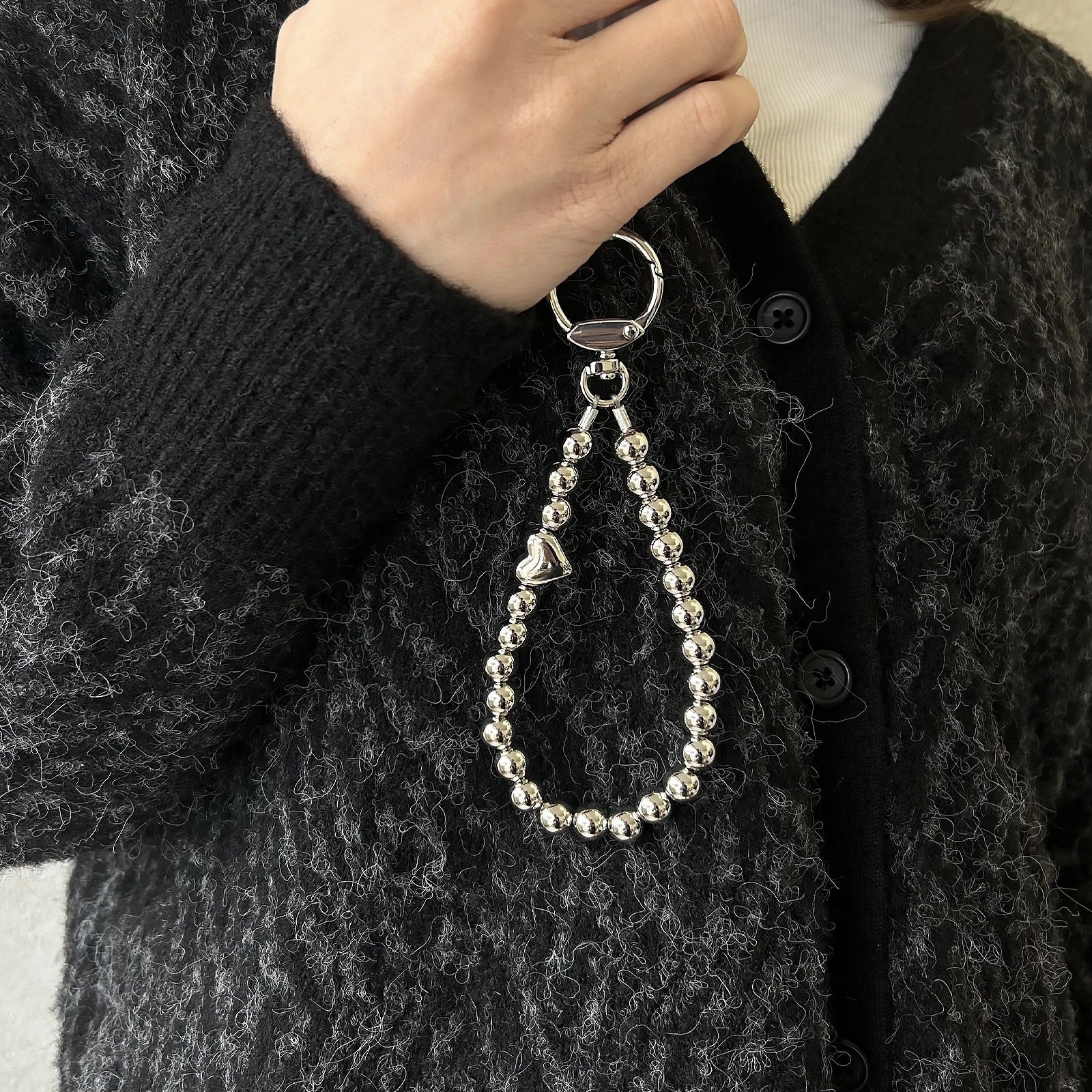 プディー pudi ラインシルバーハートストラップ （シルバー） シルバー
