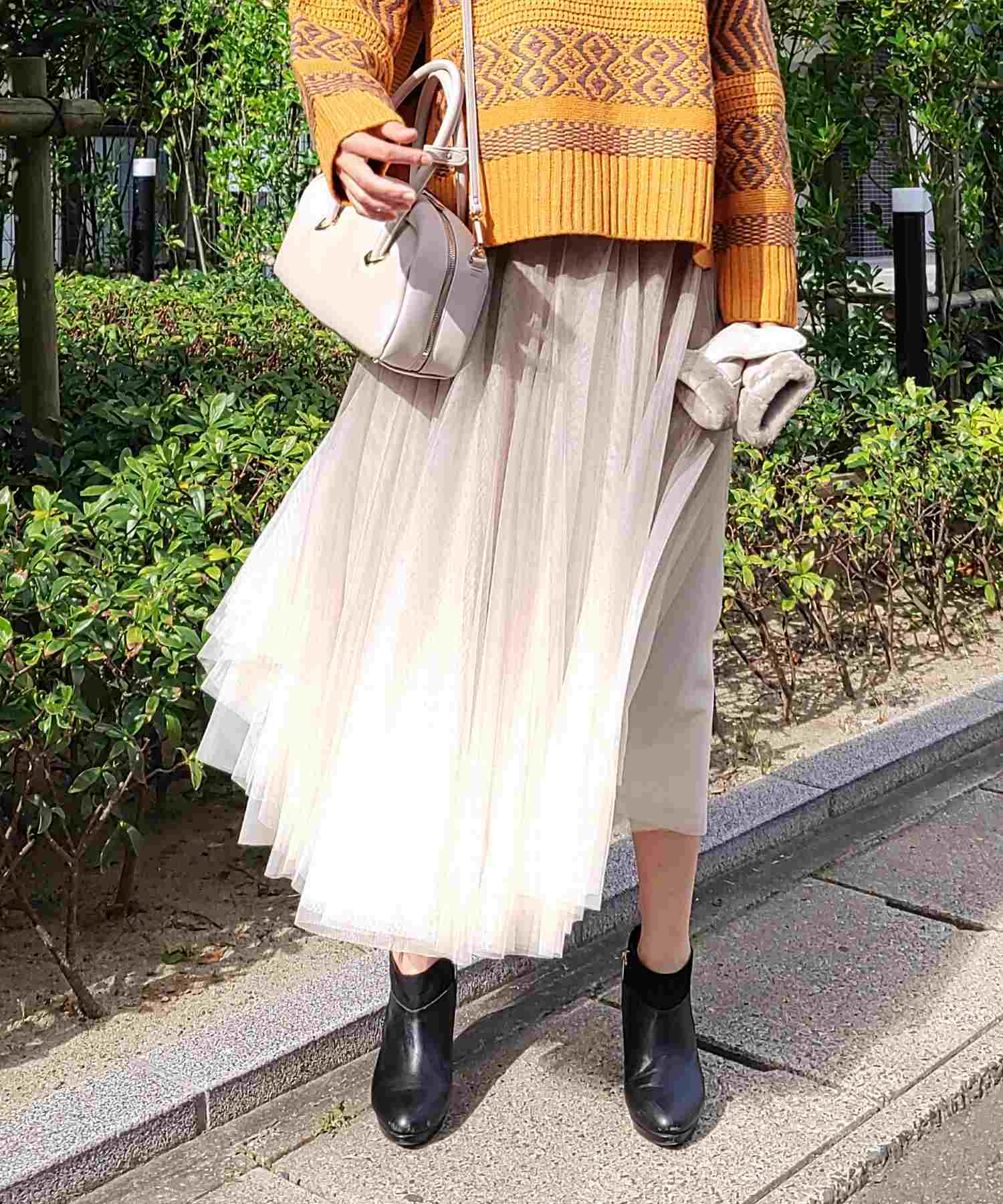 キュー Q グラデーションチュールスカート,ゴールド