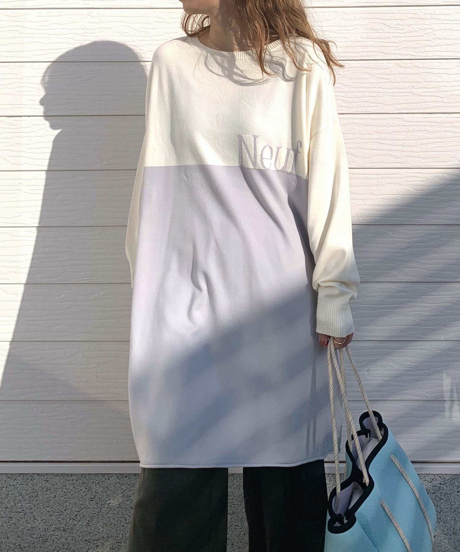 キュー Q バイカラーロゴニット （ライトグレー） ライトグレー