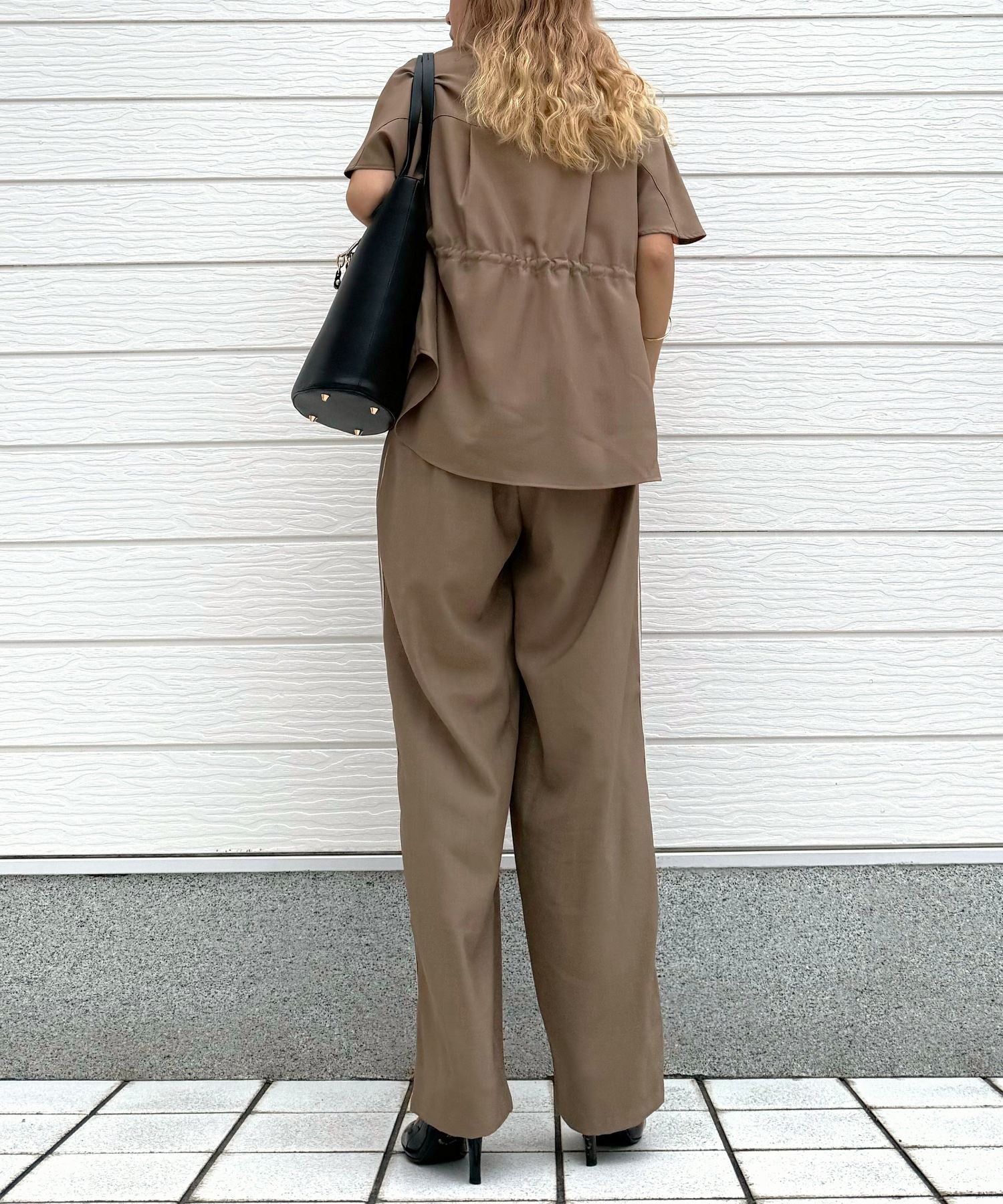 キュー Q ポプリンセミワイドパンツ （ブラウン） ブラウン
