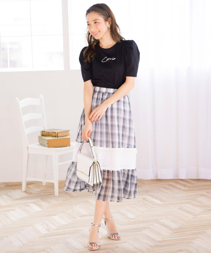 Queens Court QUEENS COURT Gingham Cutout Flare Skirt