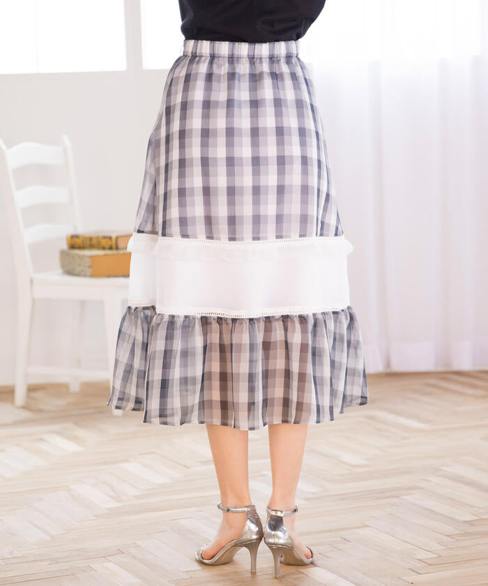 Queens Court QUEENS COURT Gingham Cutout Flare Skirt