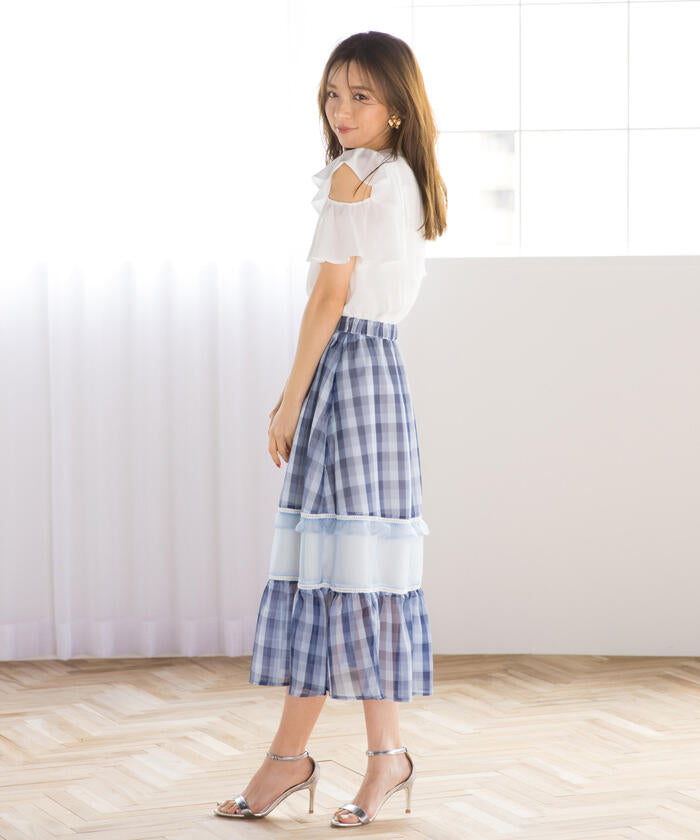 Queens Court QUEENS COURT Gingham Cutout Flare Skirt