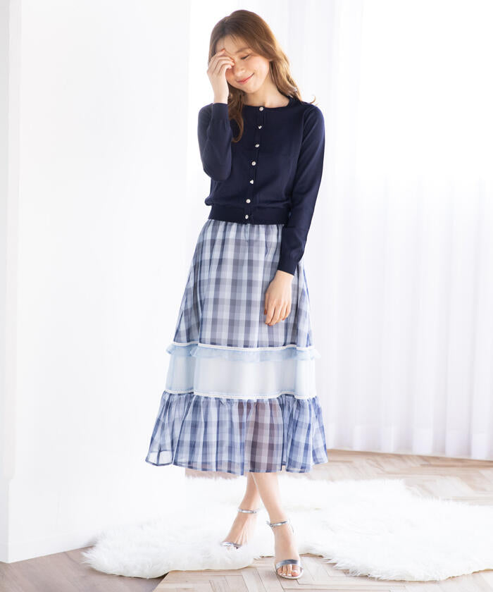 Queens Court QUEENS COURT Gingham Cutout Flare Skirt