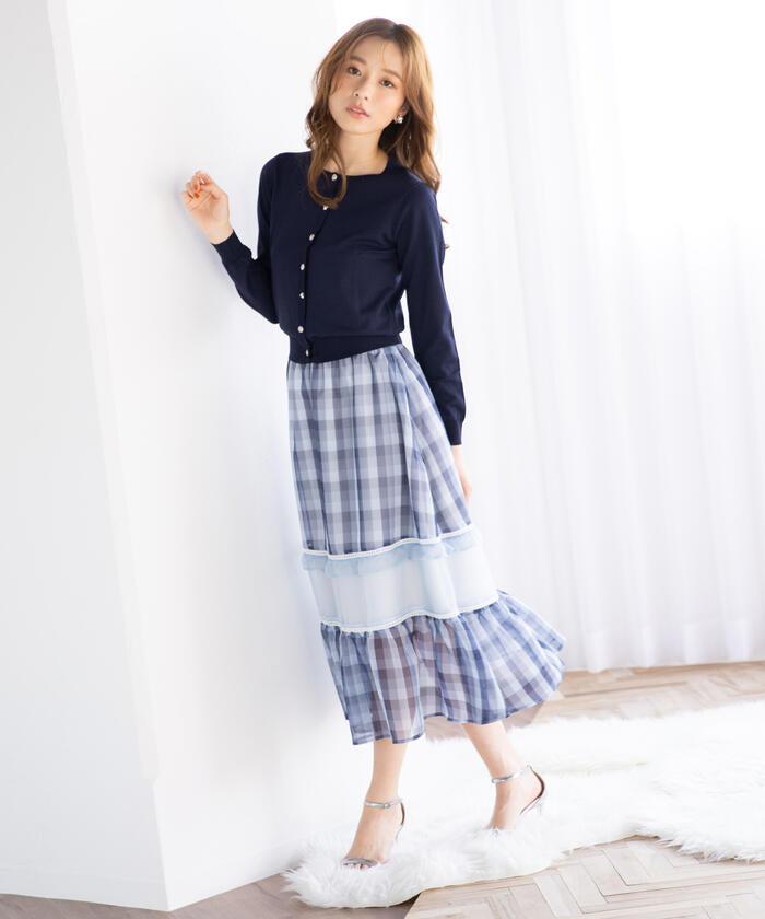 Queens Court QUEENS COURT Gingham Cutout Flare Skirt