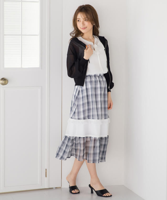 Queens Court QUEENS COURT Gingham Cutout Flare Skirt