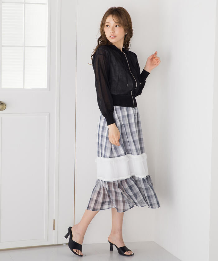 Queens Court QUEENS COURT Gingham Cutout Flare Skirt
